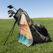 水彩ビーチシリーズデザイン3 ゴルフタオル (グリーン)