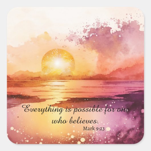 水彩ビーチシリーズデザイン3 スクエアシール (正面)