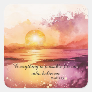 水彩ビーチシリーズデザイン3 スクエアシール