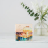 水彩ビーチシリーズデザイン3 スクエア名刺 (スタンド正面)