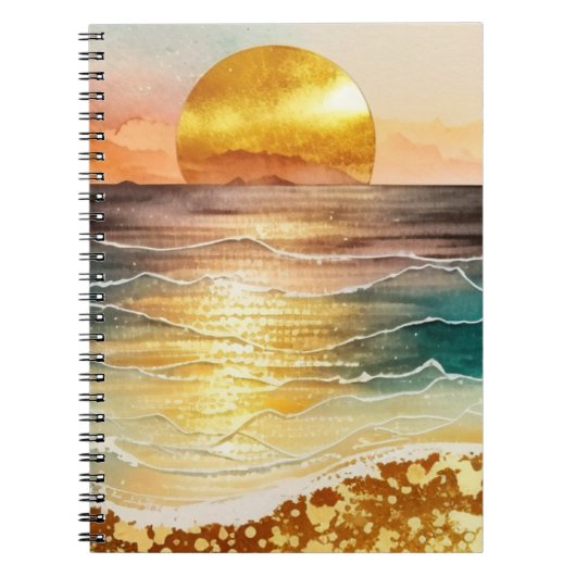 水彩ビーチシリーズデザイン3 ノートブック (正面)