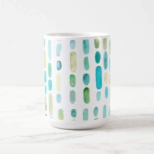 水彩ビーチシーガラス宝石 コーヒーマグカップ (中央)