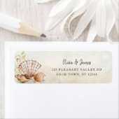 水彩ビーチシーシェル結婚ズ差出人住所 ラベル (インサイチュ)