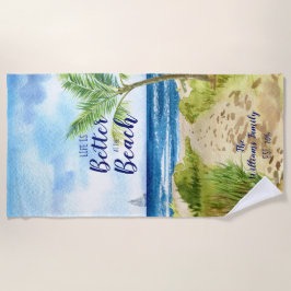 水彩ビーチシースケープライフは良い ビーチタオル