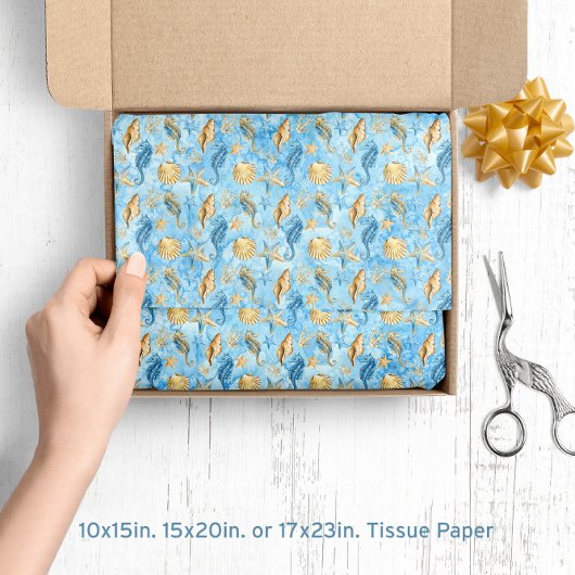 🐚水彩ビーチシーライフシェル&ヒトデ 薄葉紙