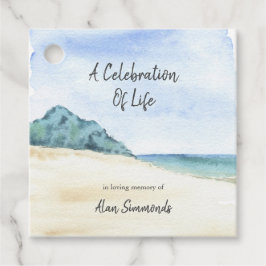 水彩ビーチシーンお祝いオブ・ライフ フェイバータグ