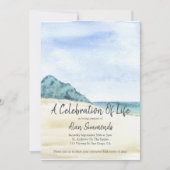 水彩ビーチシーンお祝いオブ・ライフ 招待状 (正面)
