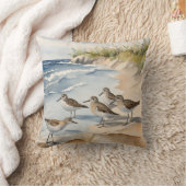 水彩ビーチシーンサンピパーズシーバード クッション (ブランケット)