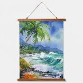 水彩ビーチシーン 吊り下げ型タペストリー (正面)