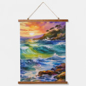 水彩ビーチシーン 吊り下げ型タペストリー (正面2)