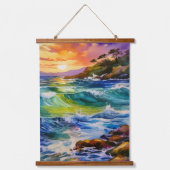 水彩ビーチシーン 吊り下げ型タペストリー (正面)