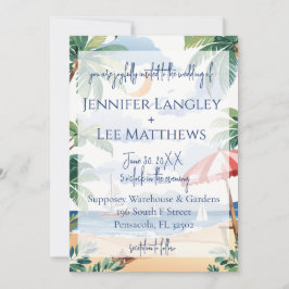 水彩ビーチシー結婚ン 招待状