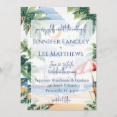 水彩ビーチシー結婚ン 招待状 (正面/裏面)