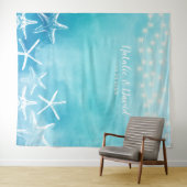 水彩ビーチスターフィッシュサマーウェディングバックドロップ タペストリー (インサイチュ(横))