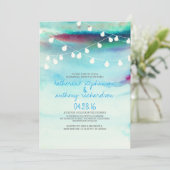 水彩ビーチストリングライトのリハーサルディナー 招待状 (スタンド正面)