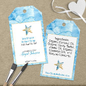 🌊 水彩ビーチテーマの石鹸スターフィッシュ ギフトタグ