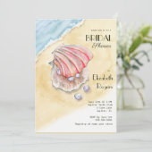 水彩ビーチハマグリ&パールブライダルシャワー 招待状 (スタンド正面)