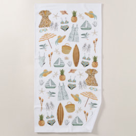 水彩ビーチバチェロレッテ週末 ビーチタオル