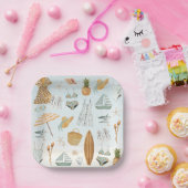 水彩ビーチバチェロレッテ週末 ペーパープレート (パーティー)