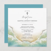 水彩ビーチバプティスクエア招待状 招待状 (正面/裏面)