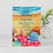 水彩ビーチバースデーパーティ招待状 招待状 (スタンド正面)