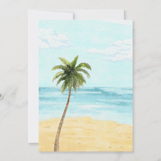 水彩ビーチパラダイスベビーシャワー 招待状 (裏面)