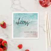 水彩ビーチパーソナライズされた結婚の スタンダードカクテルナプキン (インサイチュ)