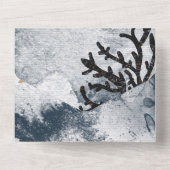 水彩ビーチヒトデ珊瑚礁結婚青 オールインワン招待状 (裏面)