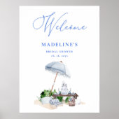 水彩ビーチピクニックブライダルシャワーへようこそ ポスター (正面)