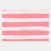 水彩ビーチピンクコーラルストライプズ ラッピングペーパーシート (正面3)