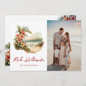 水彩ビーチフローラフォトメレカリキマカ シーズンカード (正面/裏面)