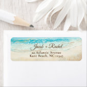水彩ビーチブルー海差出人住所ラベル ラベル (インサイチュ)