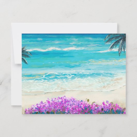 水彩ビーチブルー海日付カードの保存 セーブザデート (裏面)