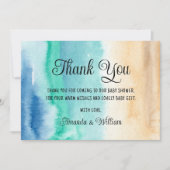 水彩ビーチベイビーシャワー感謝祭 サンキューカード (正面)