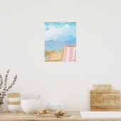 水彩ビーチポスター ポスター (キッチン)