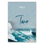 水彩ビーチモノグラム結婚のテーブル番号 テーブルナンバー (裏面)