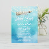 水彩ビーチラブメッセージボトルブライダルシャワー 招待状 (スタンド正面)