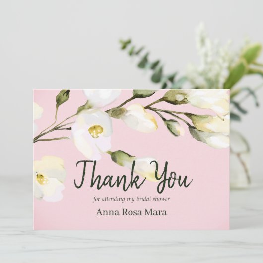 *~* 水彩ビーチローズのブーケ ブライダルシャワー サンキューカード (スタンド正面)