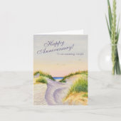 水彩ビーチ付きアニバーサリーカード絵画 カード (正面)