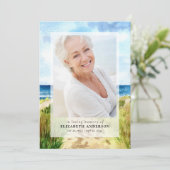 水彩ビーチ写真葬式 招待状 (スタンド正面)