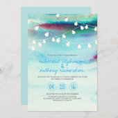 水彩ビーチ列灯結婚式招待状 招待状 (正面/裏面)
