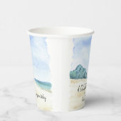 水彩ビーチ及び水お祝いの生活 紙コップ (右)