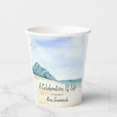水彩ビーチ及び水お祝いの生活 紙コップ (正面)