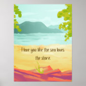 水彩ビーチ及び海岸子供部屋引用文 ポスター (正面)