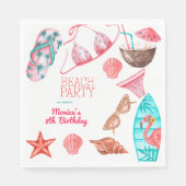 水彩ビーチ夏パーティー誕生日 スタンダードランチョンナプキン (正面)