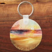 水彩ビーチ夕日 キーホルダー (裏面)
