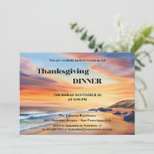 水彩ビーチ感謝祭ディナーパーティー 招待状 (スタンド正面)