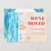 水彩ビーチ新しい住所 ポストカード (正面/裏面)