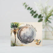 水彩ビーチ日付の保存 ポストカード (スタンド正面)