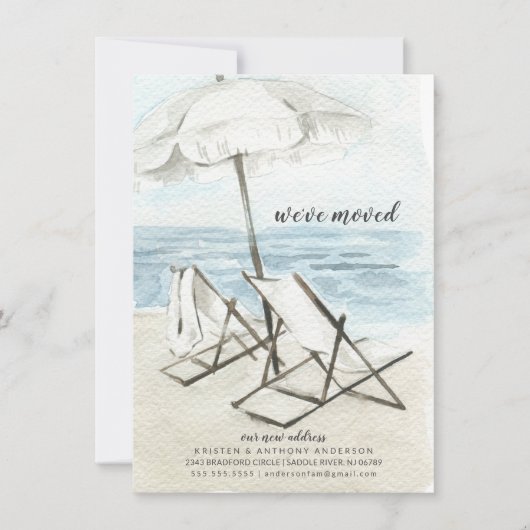 水彩ビーチ椅子の移動案内 招待状 (正面)